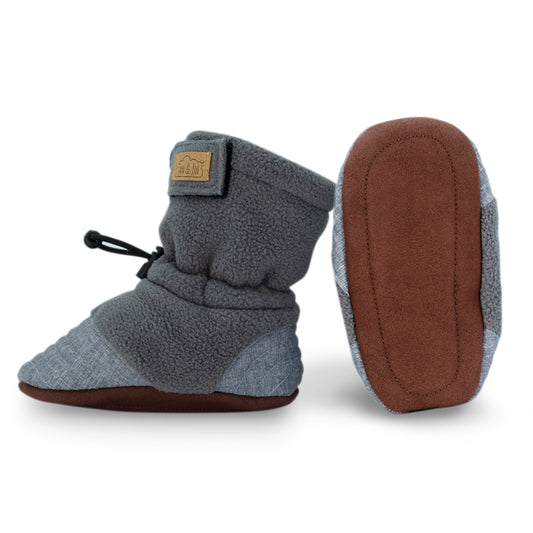 Stay-Put Cozy Booties - Heather Grey