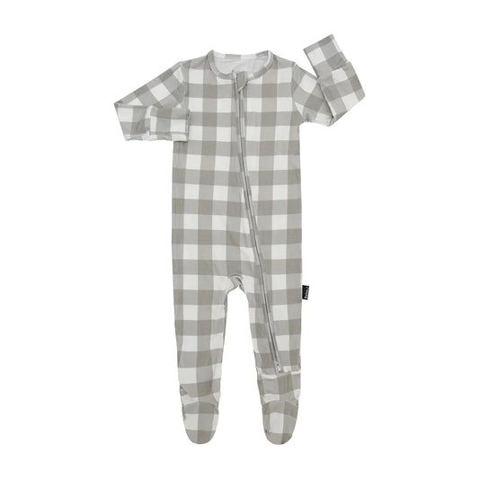 Footed Zipper Sleeper - Sage Plaid