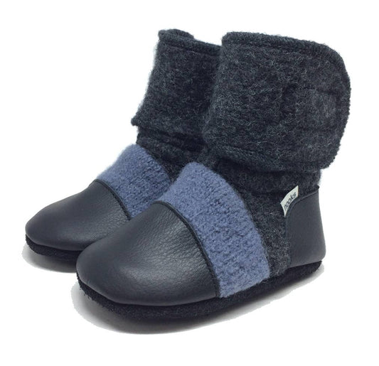 Steel Blue Felted Wool Booties