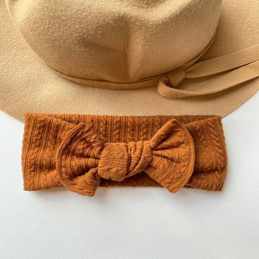 Chunky Cable Knit Top Knot - Burnt Sienna