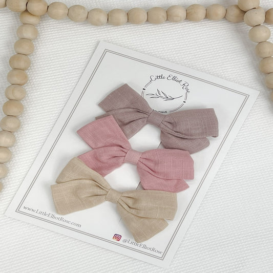 Clips | Linen Bows - Pinks