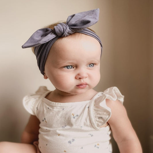 Solid Jersey Top Knot Bow - Slate